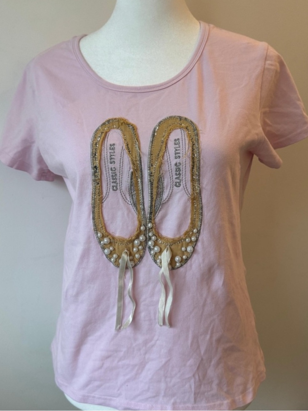 Balletcore- Pink Ballet Graphic Tee with Beaded Slippers - Picture 3 of 3